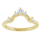 14K Gold Round Natural Diamond Contour Band – 4x2.5mm - Yellow Gold - view 3