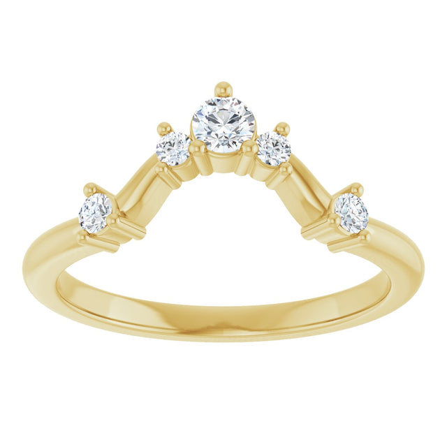 14K Gold Round Natural Diamond Contour Band – 4x2.5mm - Yellow Gold - view 3