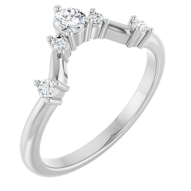 Platinum Round Natural Diamond Contour Band – 4x2.5mm