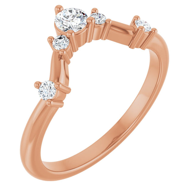 14K Gold Round Natural Diamond Contour Band – 4x2.5mm - Rose Gold