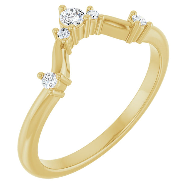 14K Gold Round Natural Diamond Contour Band – 4x2.5mm - Yellow Gold