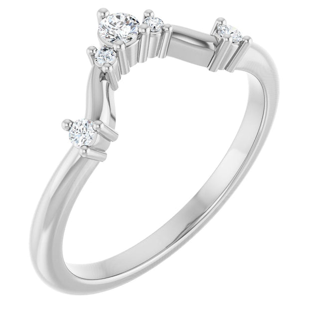 Platinum Round Natural Diamond Contour Band – 4x2.5mm