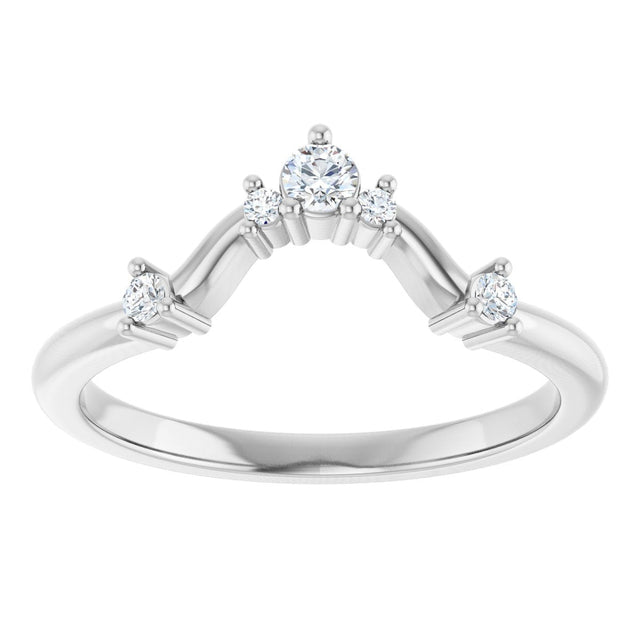 14K Gold Round Natural Diamond Contour Band – 4x2.5mm - White Gold - view 3
