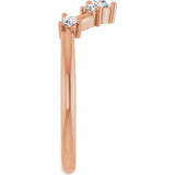 14K Gold Round Natural Diamond Contour Band – 4x2.5mm - Rose Gold - view 4