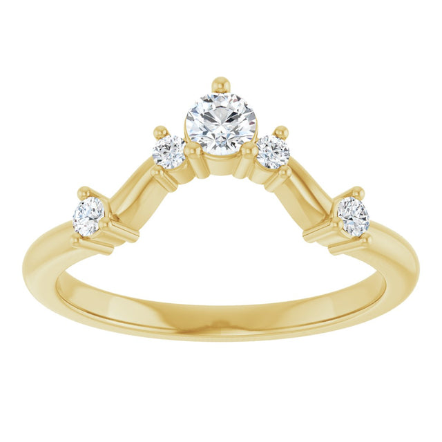 14K Gold Round Natural Diamond Contour Band – 4x2.5mm - Yellow Gold - view 3