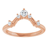 14K Gold Round Natural Diamond Contour Band – 4x2.5mm - Rose Gold - view 3