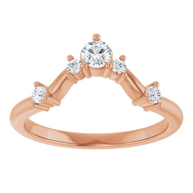 14K Gold Round Natural Diamond Contour Band – 4x2.5mm - Rose Gold - view 3