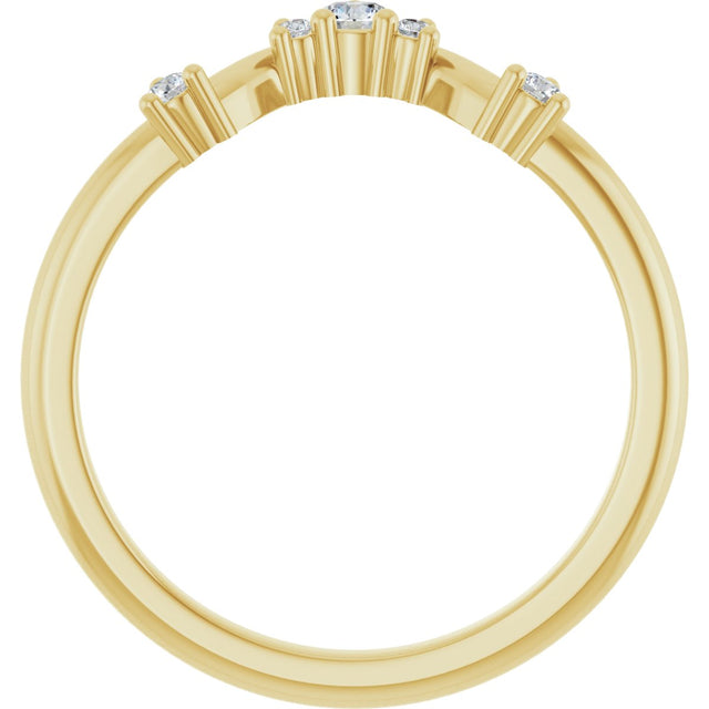 14K Gold Round Natural Diamond Contour Band – 4x2.5mm - Yellow Gold - view 2