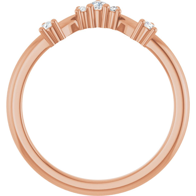 14K Gold Round Natural Diamond Contour Band – 4x2.5mm - Rose Gold - view 2