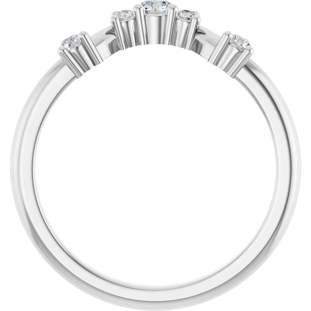 14K Gold Round Natural Diamond Contour Band – 4x2.5mm - White Gold - view 2