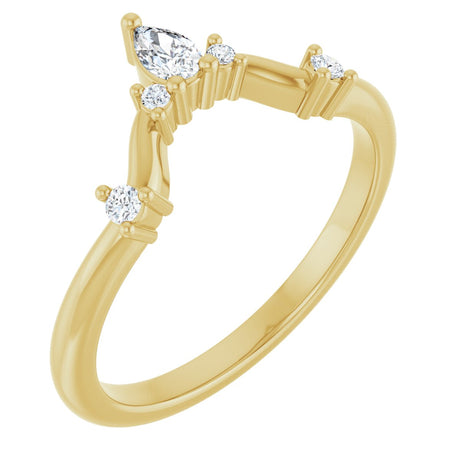 14K Gold Round Natural Diamond Contour Band – 4x2.5mm - Yellow Gold