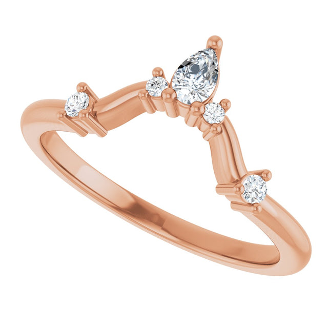 14K Gold Round Natural Diamond Contour Band – 4x2.5mm - Rose Gold - view 5
