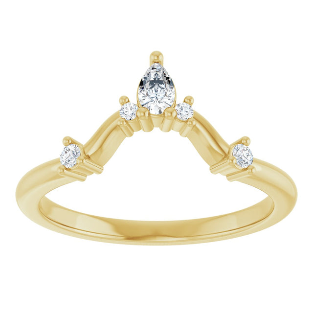 14K Gold Round Natural Diamond Contour Band – 4x2.5mm - Yellow Gold - view 3