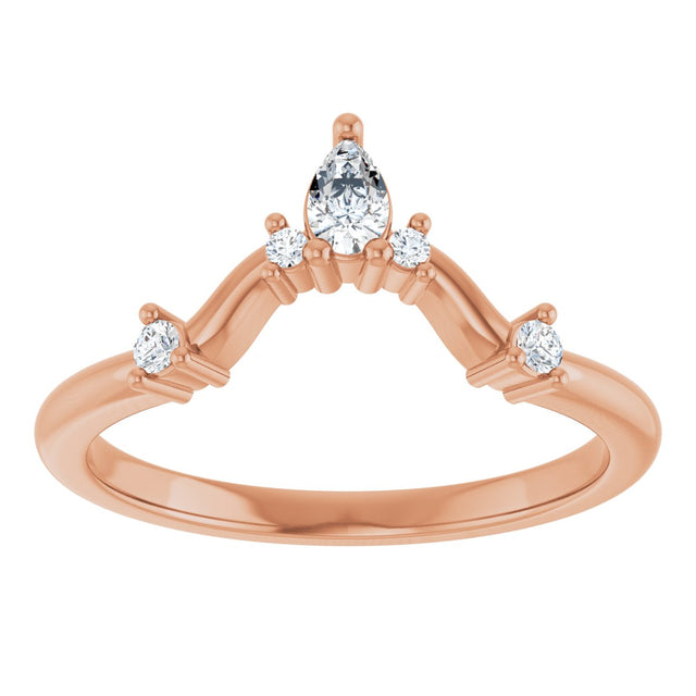 14K Gold Round Natural Diamond Contour Band – 4x2.5mm - Rose Gold - view 3