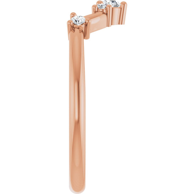 14K Gold Round Natural Diamond Contour Band – 4x2.5mm - Rose Gold - view 4