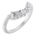 14K Gold Tapered Baguette Lab-Grown Diamond Contour Band – 1.5x1mm - White Gold