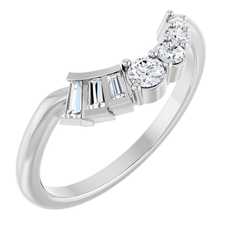 Platinum Tapered Baguette Lab-Grown Diamond Contour Band – 1.5x1mm