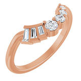 14K Gold Tapered Baguette Natural Diamond Contour Band – 1.5x1mm - Rose Gold