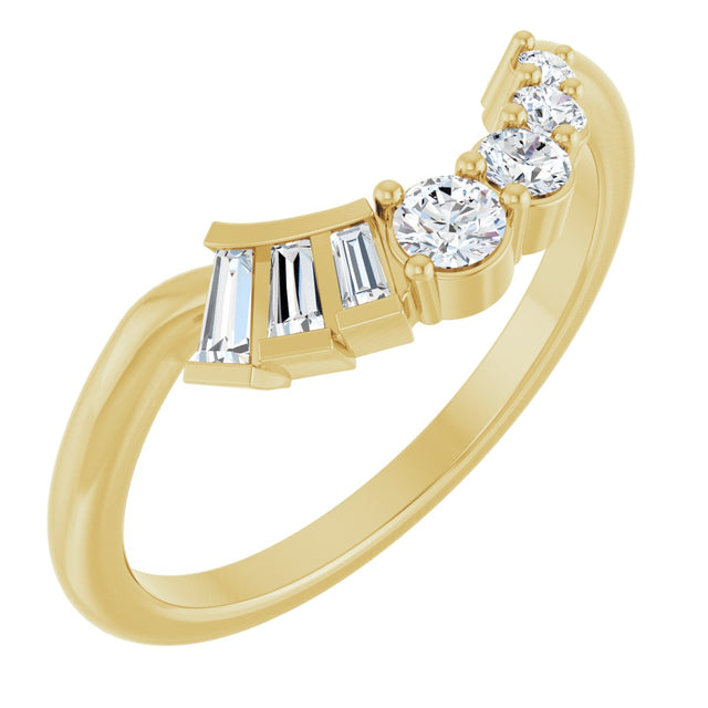 14K Gold Tapered Baguette Natural Diamond Contour Band – 1.5x1mm - Yellow Gold