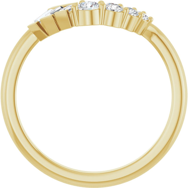 14K Gold Tapered Baguette Lab-Grown Diamond Contour Band – 1.5x1mm - Yellow Gold - view 2