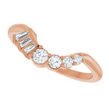 14K Gold Tapered Baguette Natural Diamond Contour Band – 1.5x1mm - Rose Gold - view 5