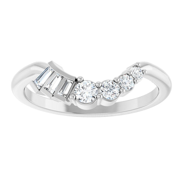 14K Gold Tapered Baguette Lab-Grown Diamond Contour Band – 1.5x1mm - White Gold - view 3