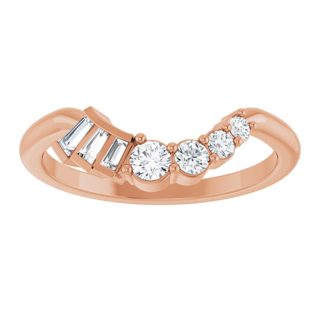 14K Gold Tapered Baguette Natural Diamond Contour Band – 1.5x1mm - Rose Gold - view 3