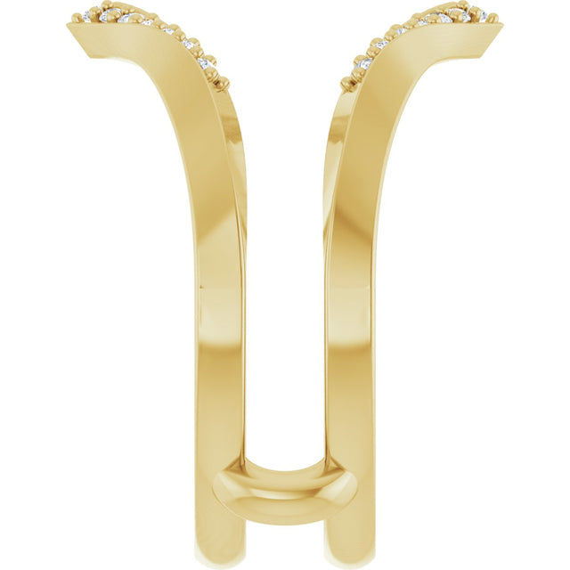 14K Gold Round Natural Diamond Ring Guard VIII - Yellow Gold - view 4