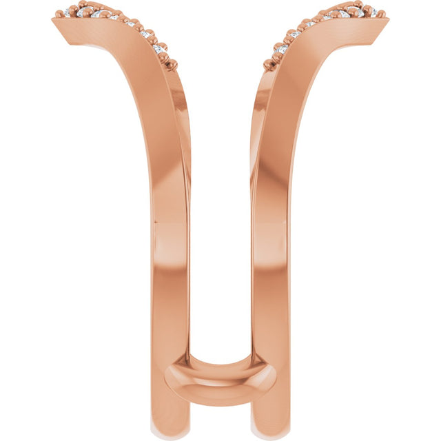 14K Gold Round Natural Diamond Ring Guard VIII - Rose Gold - view 4