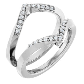 14K Gold Round Natural Diamond Ring Guard VIII - White Gold