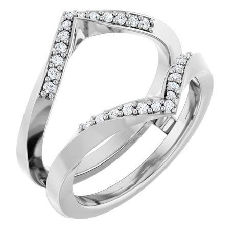 Platinum Round Natural Diamond Ring Guard VIII