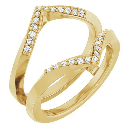 14K Gold Round Natural Diamond Ring Guard VIII - Yellow Gold