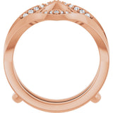 14K Gold Round Natural Diamond Ring Guard VIII - Rose Gold - view 2