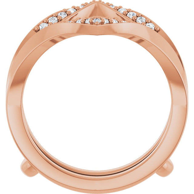 14K Gold Round Natural Diamond Ring Guard VIII - Rose Gold - view 2