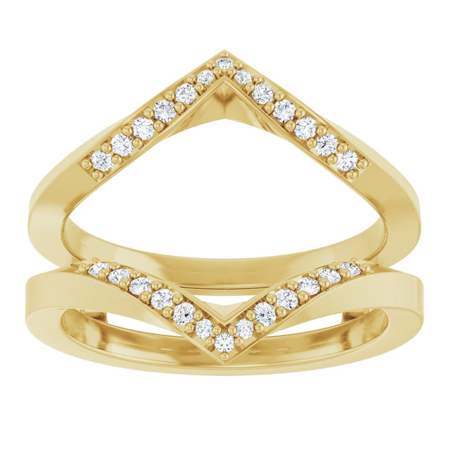 14K Gold Round Natural Diamond Ring Guard VIII - Yellow Gold - view 3