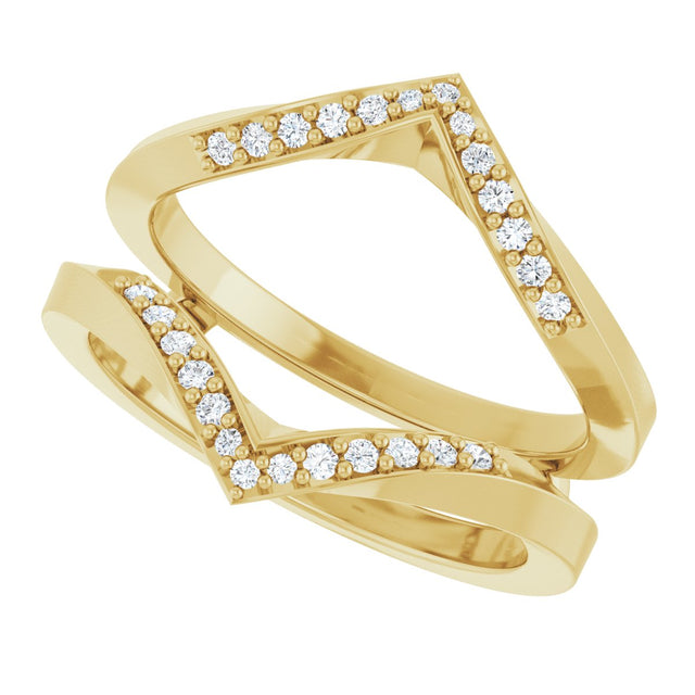 14K Gold Round Natural Diamond Ring Guard VIII - Yellow Gold - view 5