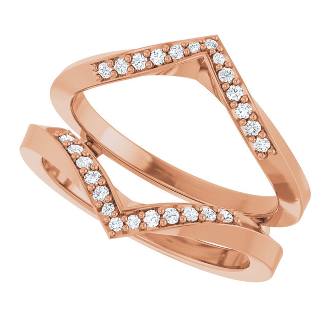 14K Gold Round Natural Diamond Ring Guard VIII - Rose Gold - view 5