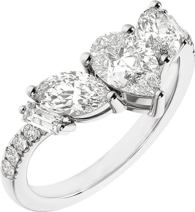 14K Gold Pear Lab-Grown Diamond Contour Band – 7.75x4.65mm - White Gold