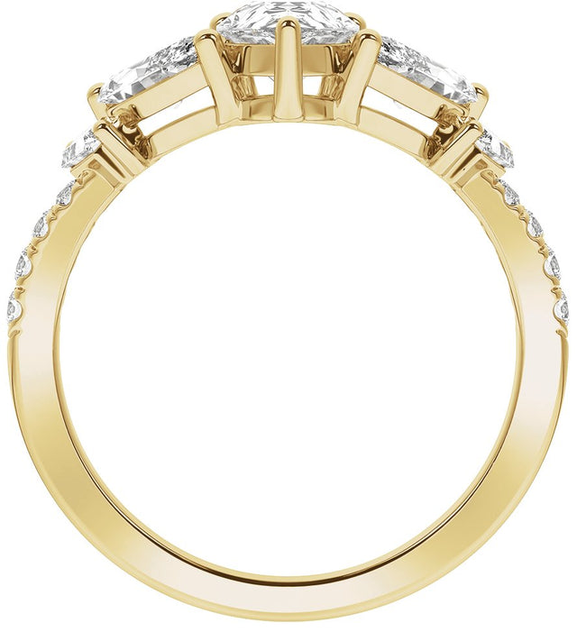 14K Gold Pear Lab-Grown Diamond Contour Band – 7.75x4.65mm - Yellow Gold - view 2