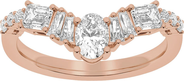 14K Gold Oval Lab-Grown Diamond Contour Band – 5.6x3.75mm - Rose Gold - view 3