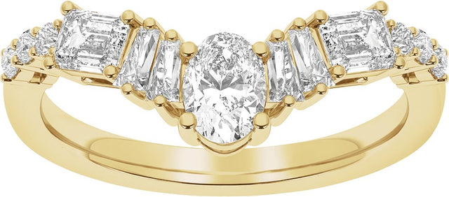 14K Gold Oval Lab-Grown Diamond Contour Band – 5.6x3.75mm - Yellow Gold - view 3