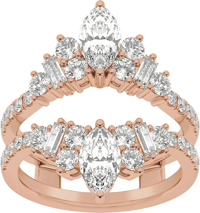 14K Gold Marquise Lab-Grown Diamond Ring Guard – 7.65x3.85mm - Rose Gold - view 3