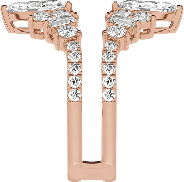 14K Gold Marquise Lab-Grown Diamond Ring Guard – 7.65x3.85mm - Rose Gold - view 4
