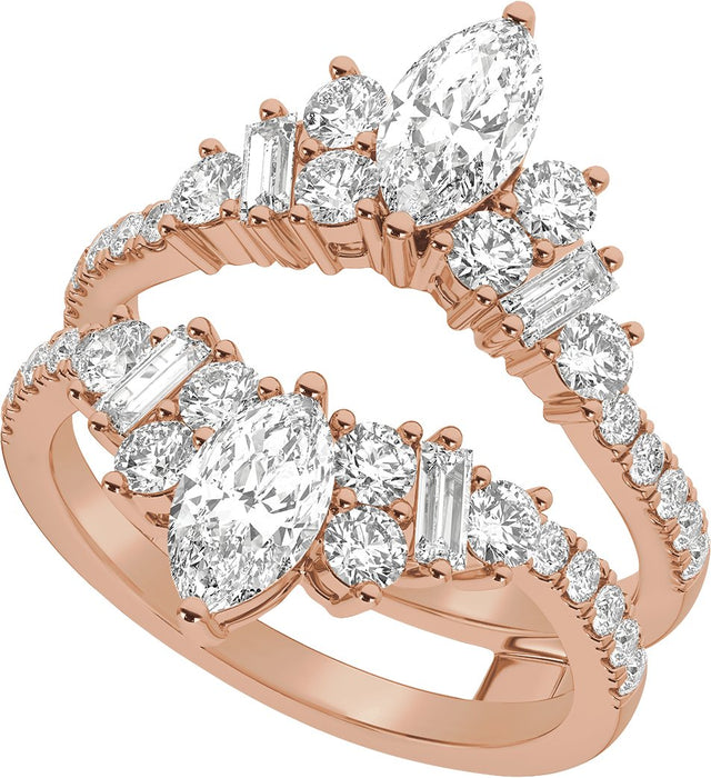 14K Gold Marquise Lab-Grown Diamond Ring Guard – 7.65x3.85mm - Rose Gold - view 5
