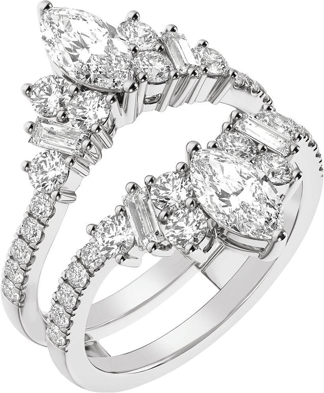 14K Gold Marquise Lab-Grown Diamond Ring Guard – 7.65x3.85mm - White Gold