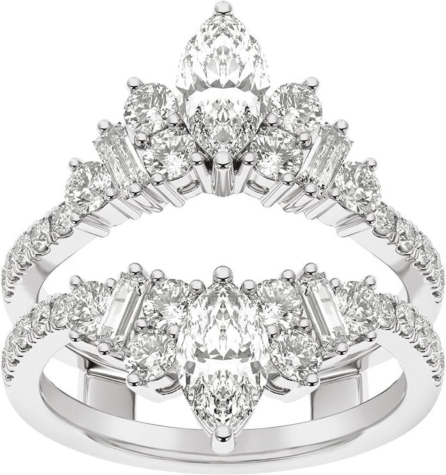 Platinum Marquise Lab-Grown Diamond Ring Guard – 7.65x3.85mm - view 3