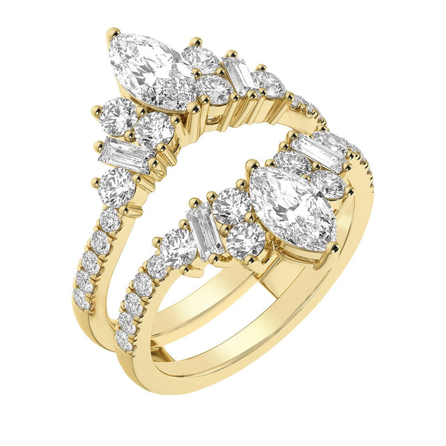 14K Gold Marquise Lab-Grown Diamond Ring Guard – 7.65x3.85mm - Yellow Gold