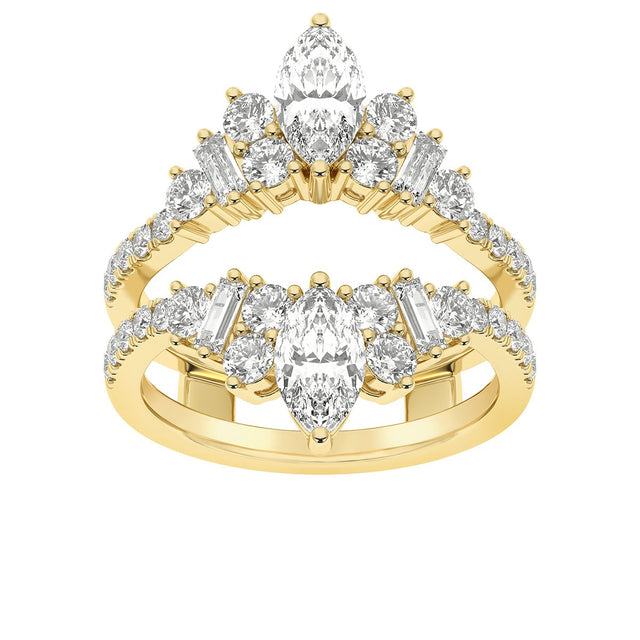 14K Gold Marquise Lab-Grown Diamond Ring Guard – 7.65x3.85mm - Yellow Gold - view 3