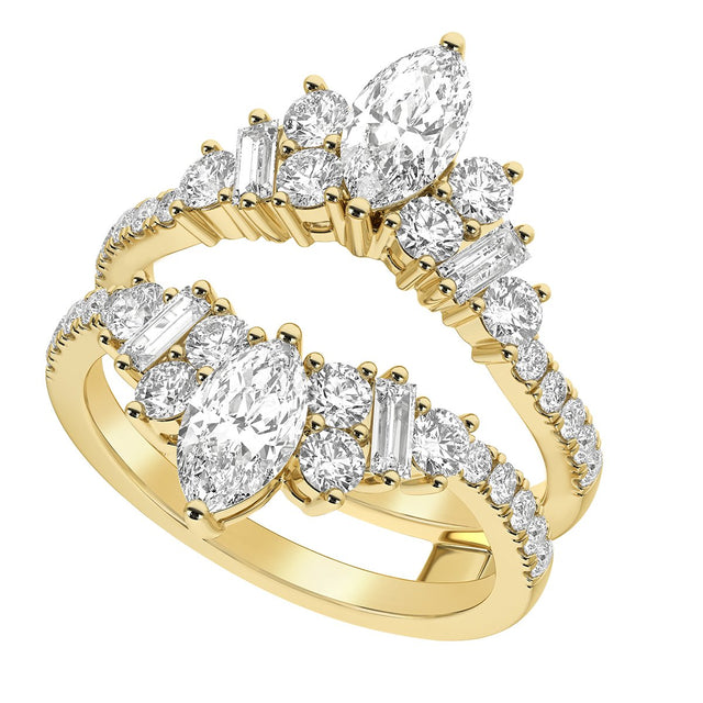 14K Gold Marquise Lab-Grown Diamond Ring Guard – 7.65x3.85mm - Yellow Gold - view 5