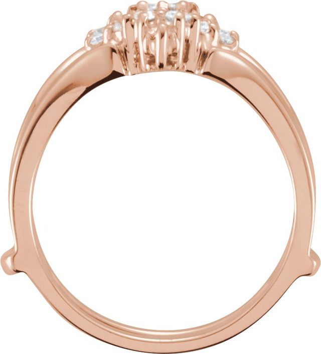 14K Gold Round Natural Diamond Ring Guard – 1.7mm Stones - Rose Gold - view 2